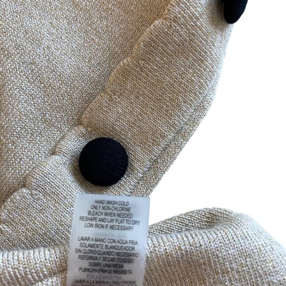 Karl Lagerfeld Gold Metallic Sweater Featuring Scalloped Puff Button Sleeves XS - Picture 8 of 10